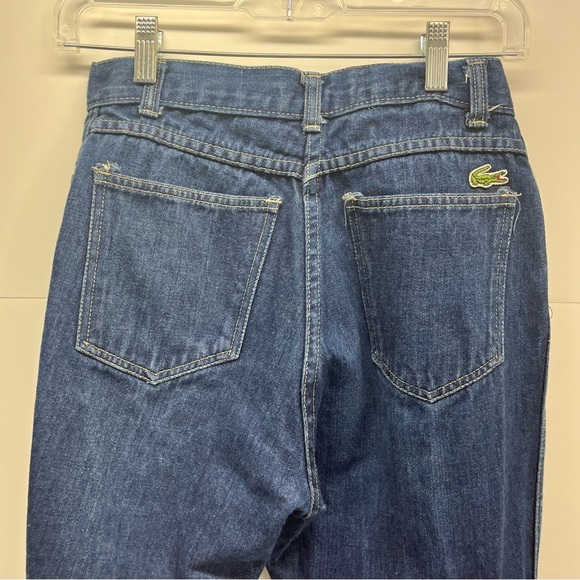 Vtg Lacoste Izod Jeans Women Sz 12 Wide Leg High Waisted Blue Denim Logo Retro - Picture 6 of 10